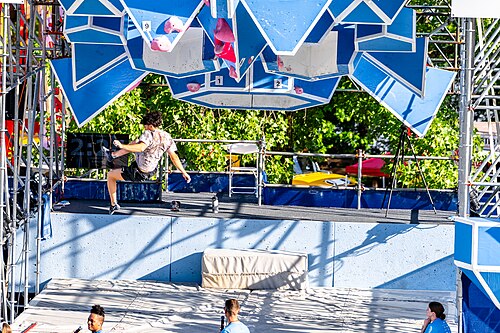 A competitor in the Boulder Bash Competition at Dominion Energy Riverrock on May, 15, 2026