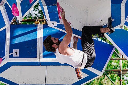 A competitor in the Boulder Bash Competition at Dominion Energy Riverrock on May, 15, 2026
