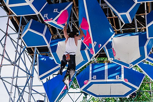 A competitor in the Boulder Bash Competition at Dominion Energy Riverrock on May, 15, 2026