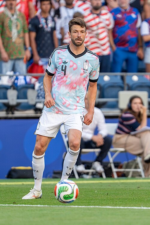 Brandon Mechele during Belgium v United States at the 2026 FIFA World Cup