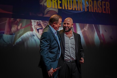 Brendan Fraser and Anthony Maras at Deauville American Film festival for AVP of Pressure