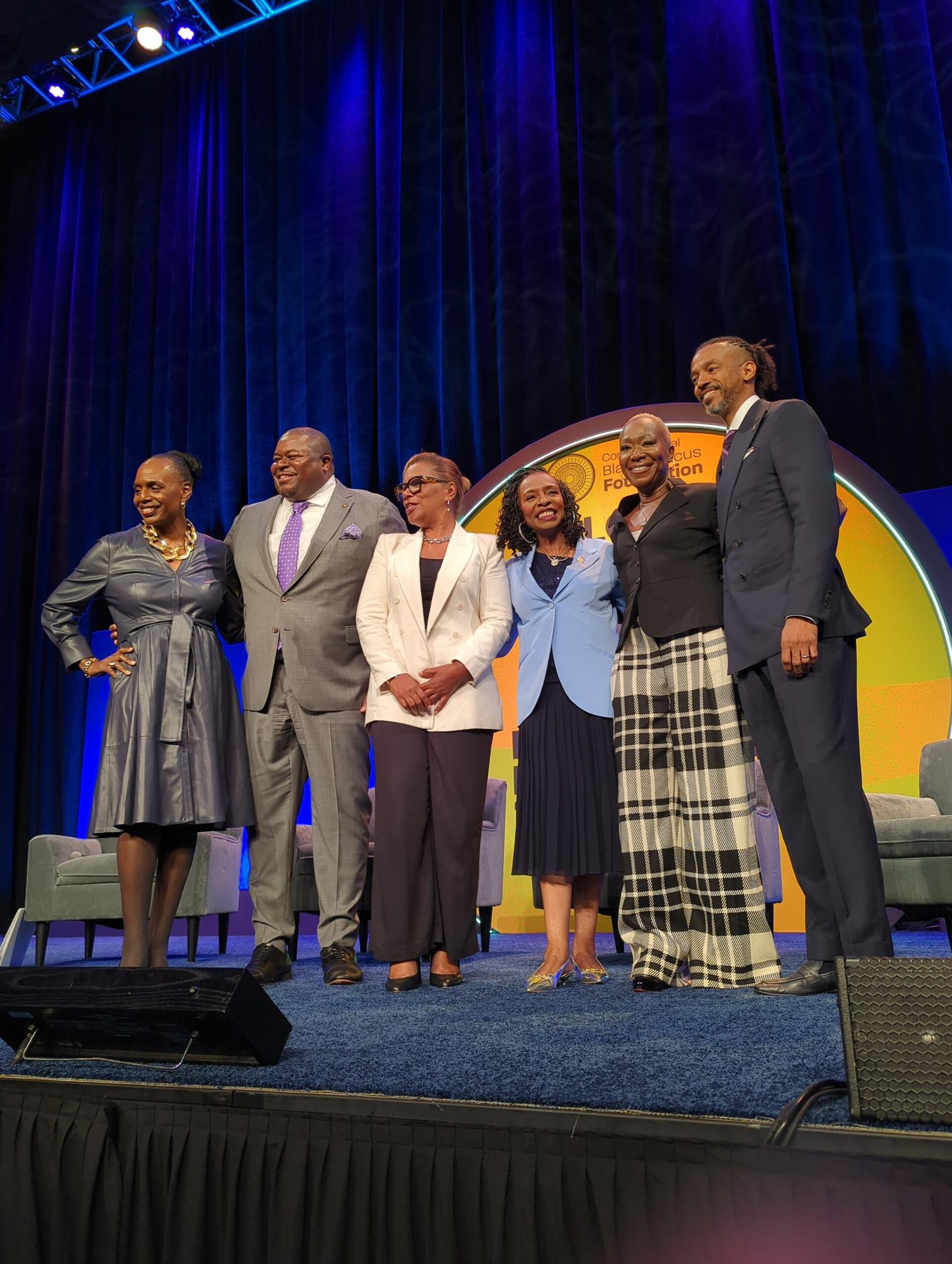 Panel 2 of the National Town Hall at the 2025 Congressional Black Caucus Foundation Annual Legislative Conference: Nicole Austin-Hillery, Damon Hewitt, Yvette Clarke, Joy-Ann Reid, Jonathan Cox