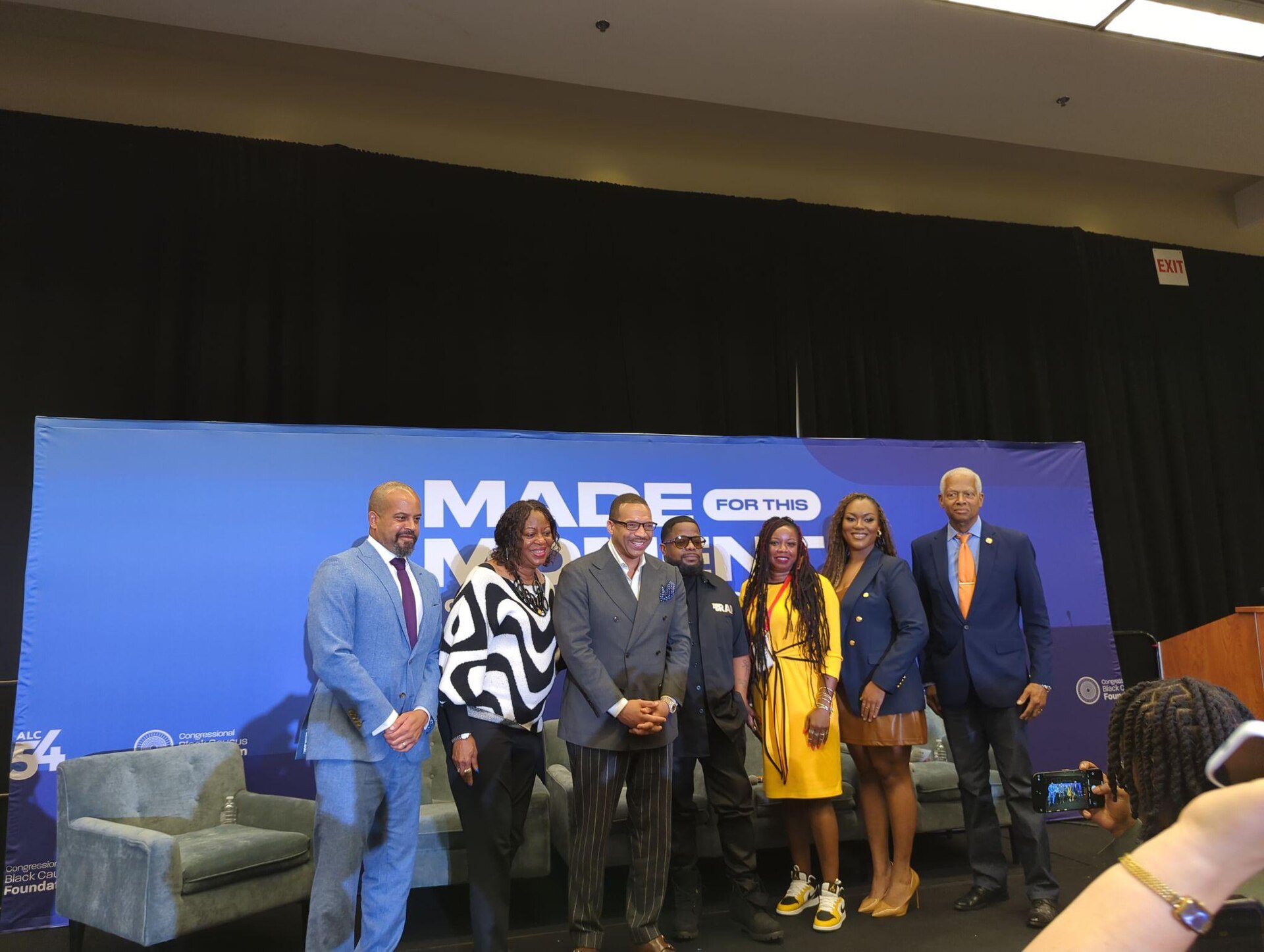Lucius Outlaw III, Mereda Davis Johnson, Rashad Richey, Willie "Prophet" Stiggers, Dr. Lakeyta Bonnette, Dr. Chelsey Green, and Hank Johnson at the 2025 Congressional Black Caucus Foundation Annual Legislative Conference.