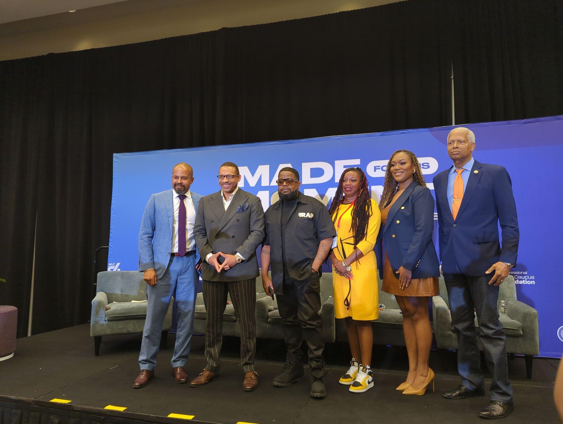 Lucius Outlaw III, Rashad Richey, Willie "Prophet" Stiggers, Dr. Lakeyta Bonnette, Dr. Chelsey Green, and Hank Johnson at the 2025 Congressional Black Caucus Foundation Annual Legislative Conference.