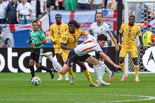 Caleb Yirenkyi Declan Rice during England v Ghana on 23 June 2026 at the 2026 FIFA World Cup