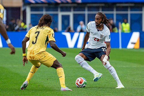 Caleb Yirenkyi Djed Spence during England v Ghana on 23 June 2026 at the 2026 FIFA World Cup