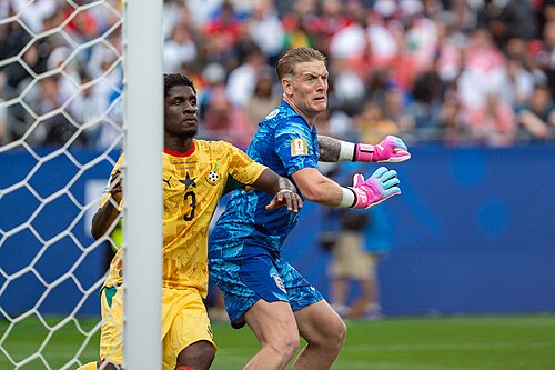 Caleb Yirenkyi Jordan Pickford during England v Ghana on 23 June 2026 at the 2026 FIFA World Cup