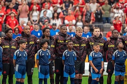 Canada team during Canada v Qatar on 18 June 2026 at the 2026 FIFA World Cup