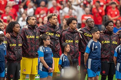 Canada team during Canada v Qatar on 18 June 2026 at the 2026 FIFA World Cup