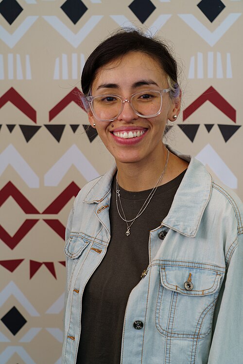 Carla Salazar portrait at Wikimania 2025 WikiPortraits Studio