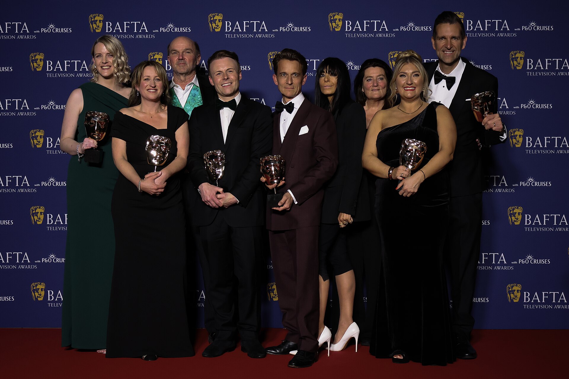 Pictured from Left - Gemma Scholes, Katy Fox, Stephen Lambert, Lewis Thurlow, Ben Archard, Claudia Winkleman, -, Sarah Fay, Mike Cotton