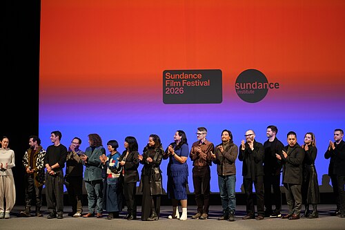 Cast and crew of Ha Chan, Shake Your Booty at its premiere at the 2026 Sundance Film Festival Premiere 02