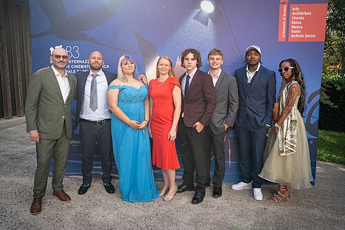 Cast and crew of Too Much Sugar at Venice Film Festival 2026.
