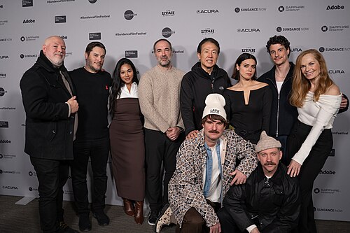 Cast and crew of Undertone at Sundance Film Festival 2026.