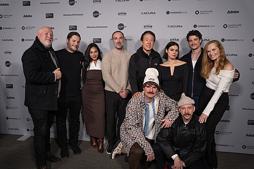 Cast and crew of Undertone at Sundance Film Festival 2026.