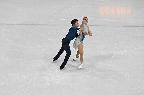 MILAN, ITALY - 07 FEBRUARY 2026: Charlene Guignard and Marco Fabbri of Italy compete during the Figure Skating Team Event Ice Dance-Free Dance  at the Olympic Winter Games Milano Cortina 2026  Milano Ice Skating Arena on February 07, 2026 in Milan, Italy