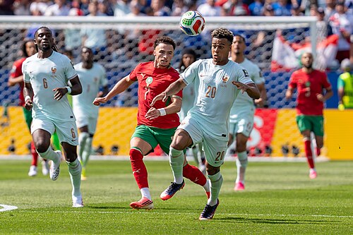 Chemsdine Talbi Desire Doue during France v Morocco at the 2026 FIFA World Cup