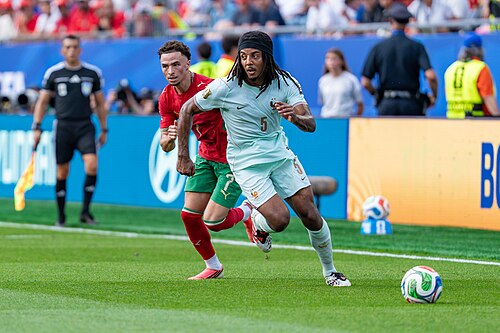 Chemsdine Talbi Jules Kounde during France v Morocco at the 2026 FIFA World Cup