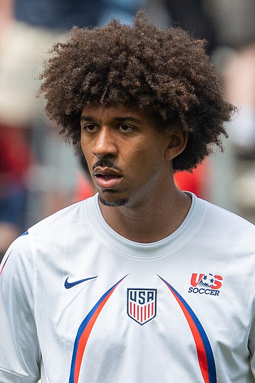 Chris Richards during United States v Australia on 19 June 2026 at the 2026 FIFA World Cup