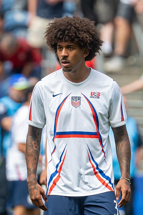 Chris Richards during United States v Australia on 19 June 2026 at the 2026 FIFA World Cup