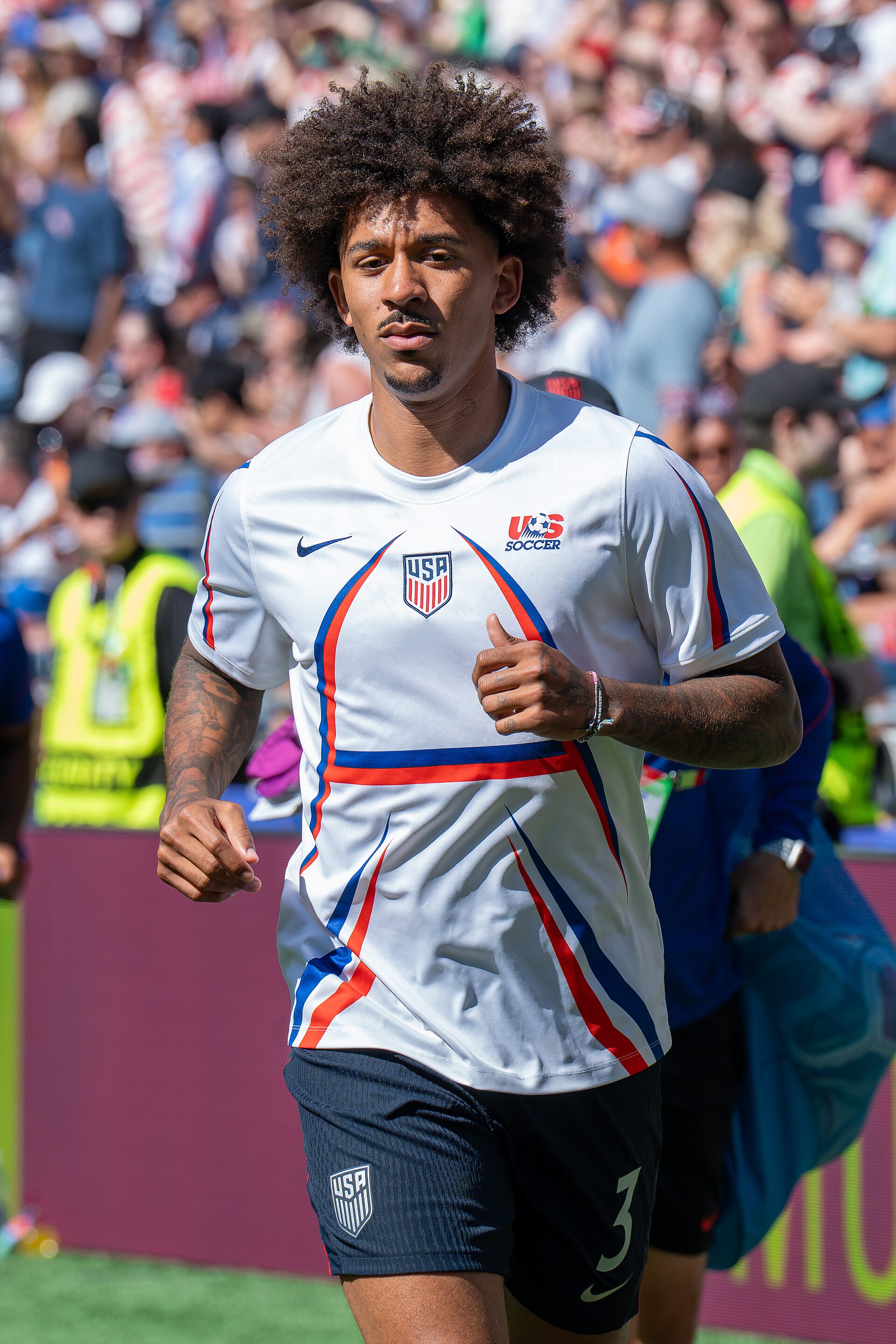 Chris Richards during Belgium v United States at the 2026 FIFA World Cup