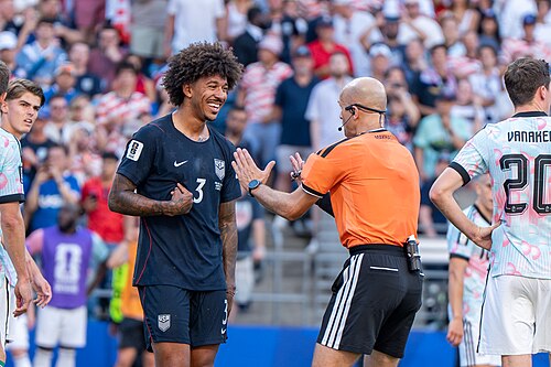 Chris Richards during Belgium v United States at the 2026 FIFA World Cup