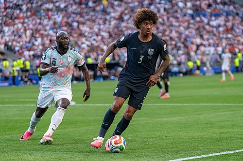 Chris Richards during Belgium v United States at the 2026 FIFA World Cup