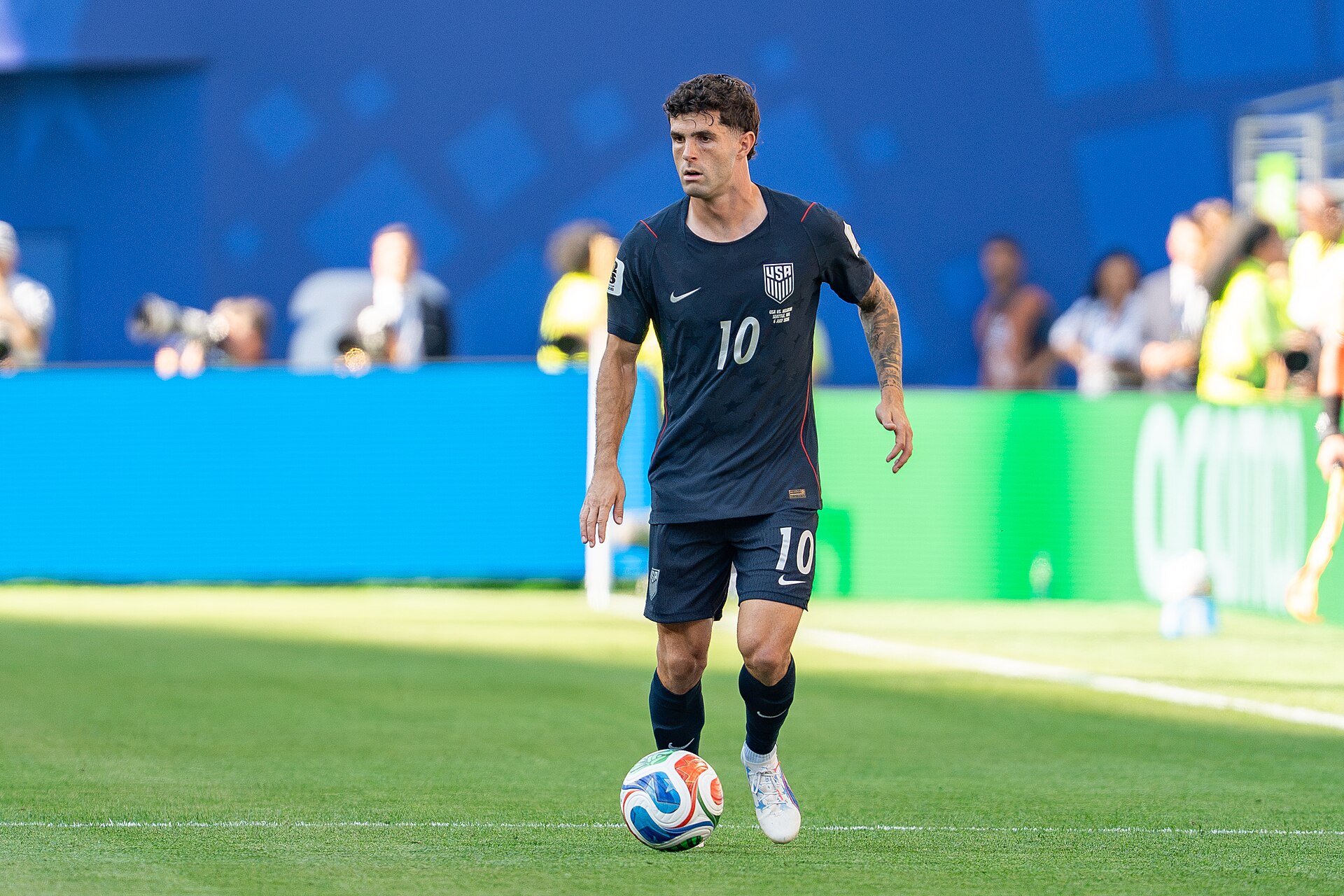 Christian Pulisic during Belgium v United States at the 2026 FIFA World Cup