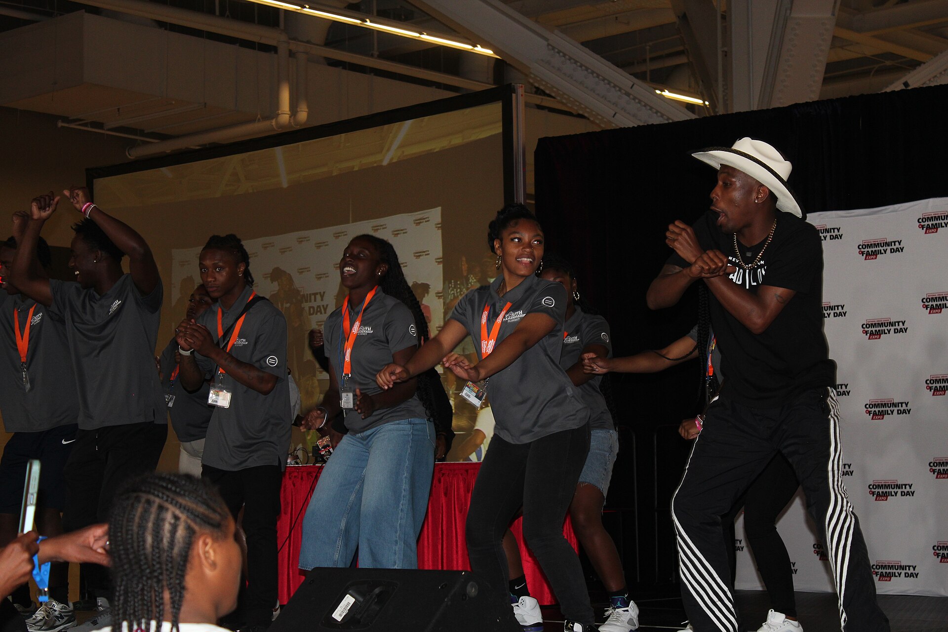 Community members and JiggAerobics founder, LaDonte Lotts, at the Community Day Fair on the last day open to the public at the 2025 National Urban League Conference.