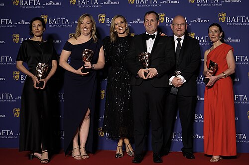Pictured from Left- Tracy Van Ross, Amy Thabet, Gabby Logan, Stephen Booth, Phil Bigwood, Melisa Cregeen