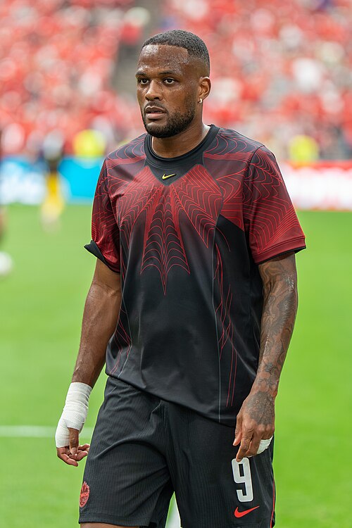 Cyle Larin during Canada v Qatar on 18 June 2026 at the 2026 FIFA World Cup