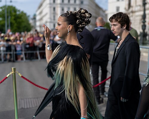 DARA representing Bulgaria on the Turquoise Carpet at the 2026 Eurovision Song Contest in Vienna