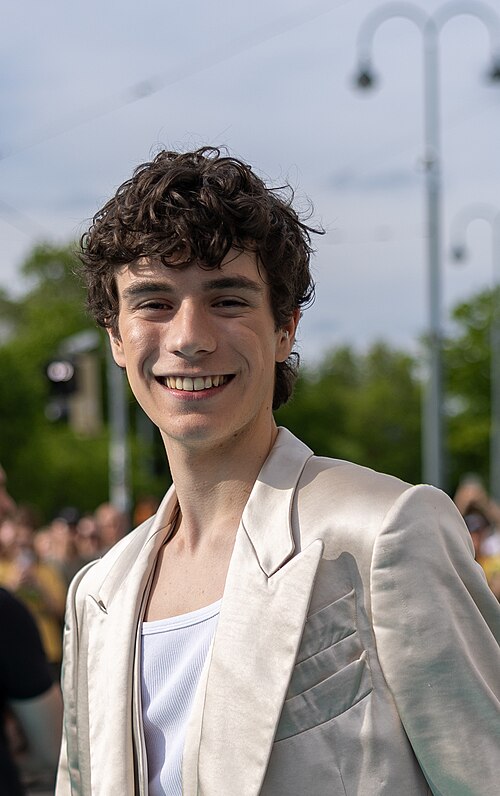 Daniel Zizka representing Czechia on the Turquoise Carpet at the 2026 Eurovision Song Contest in Vienna