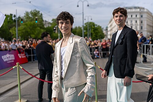 Daniel Zizka representing Czechia on the Turquoise Carpet at the 2026 Eurovision Song Contest in Vienna