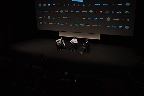 David Greaves, American filmmaker, at Directors' Fortnight Q&A section during showing of Once Upon a Time in Harlem at 2026 Cannes Film Festival.