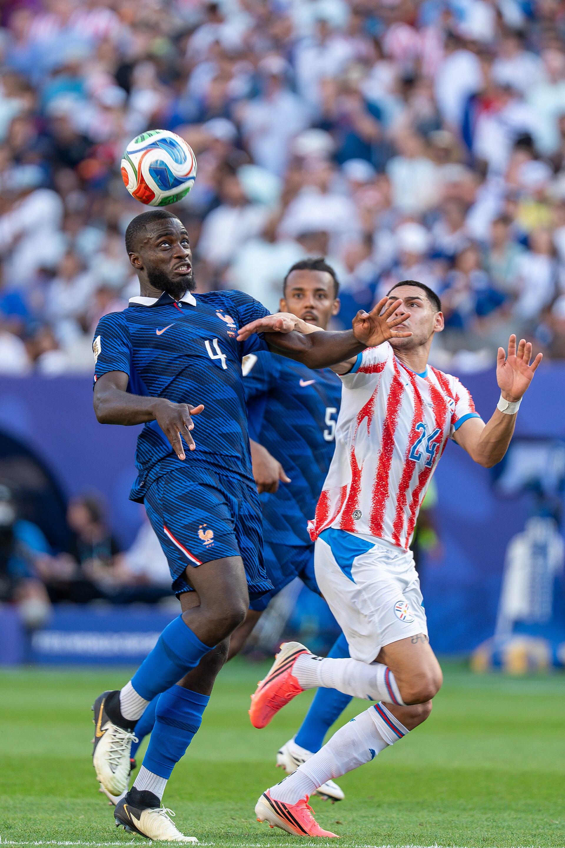 Dayot Upamecano Gustavo Caballero during France v Paraguay at the 2026 FIFA World Cup