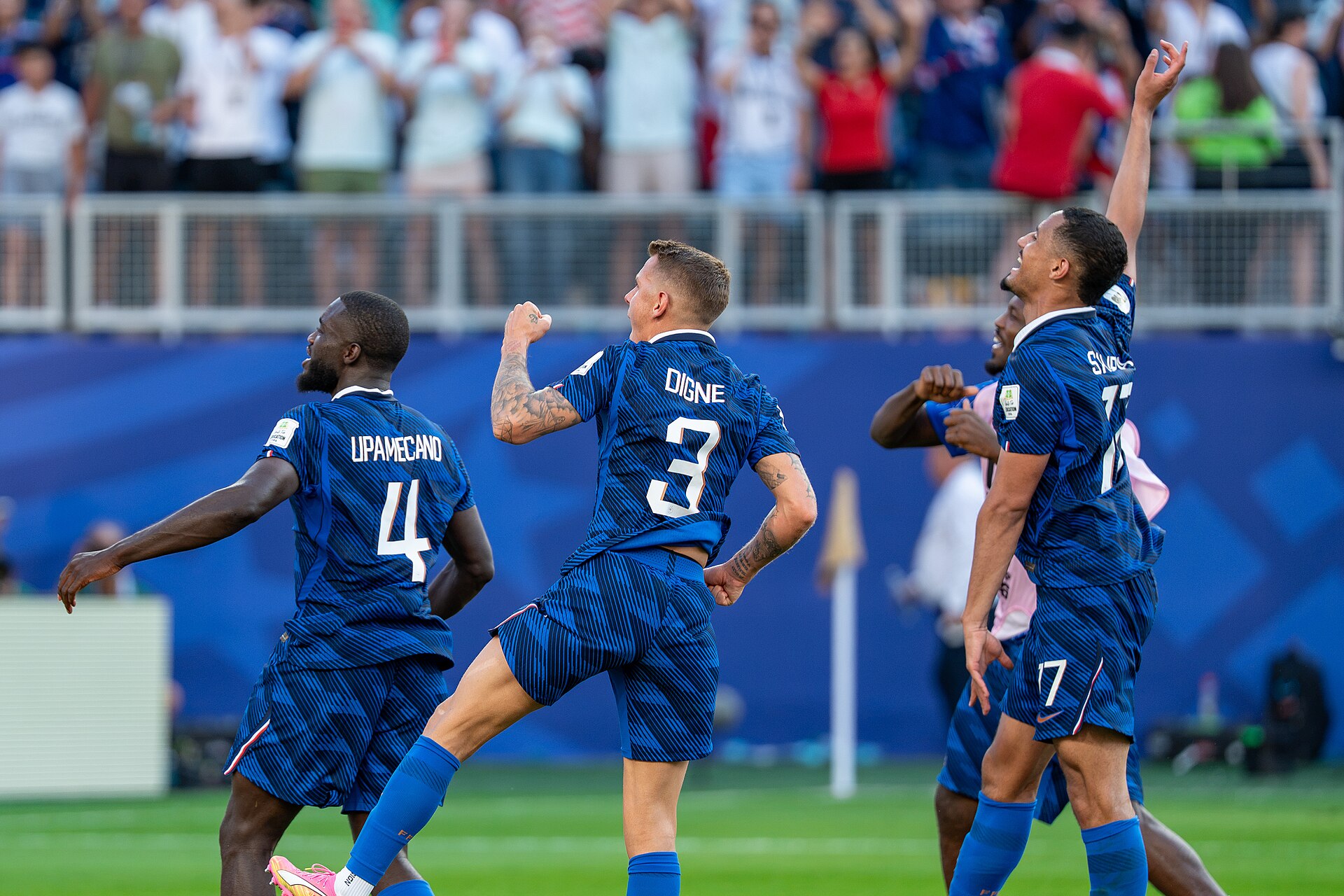 Dayot Upamecano Lucas Digne William Saliba during France v Paraguay at the 2026 FIFA World Cup