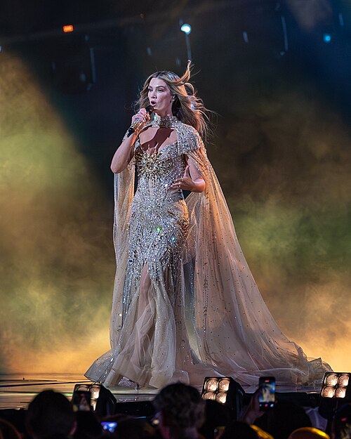 Delta Goodrem performing Eclipse, representing Australia in the Grand Final of the 2026 Eurovision Song Contest in Vienna