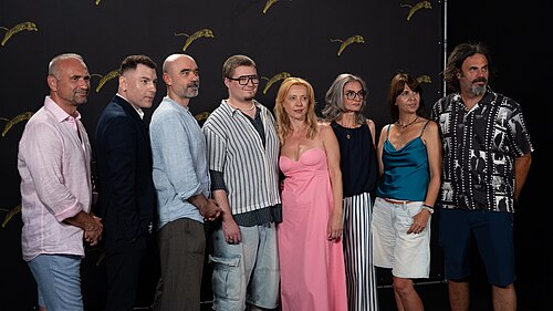 Director Florin Șerban with cast and producers at the 79th Locarno Film Festival 2026