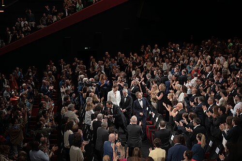 Director László Nemes at the 2026 Cannes Film Festival premiere of Moulin