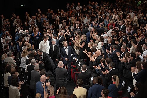 Director László Nemes at the 2026 Cannes Film Festival premiere of Moulin