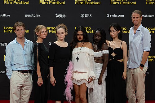 Director Nikias Chryssos with cast and producer Jonas Katsenstein at the 79th Locarno Film Festival 2026