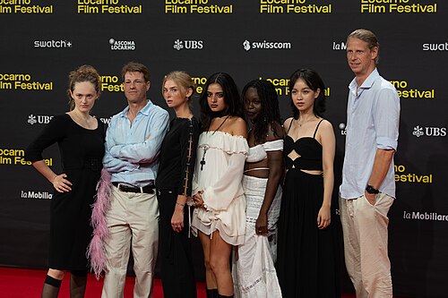 Director Nikias Chryssos with cast and producer Jonas Katsenstein at the 79th Locarno Film Festival 2026
