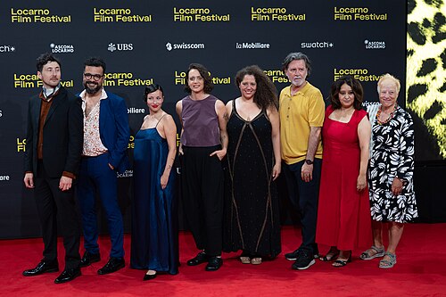 Directors Cristóbal León and Joaquín Cociña with cast and crew at the 79th Locarno Film Festival 2026