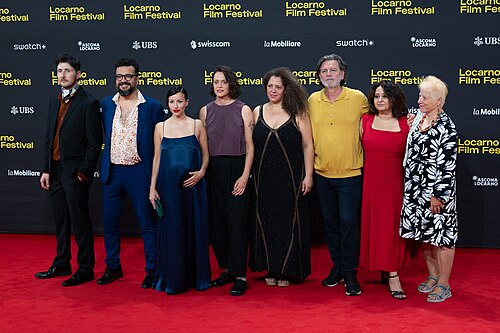 Directors Cristóbal León and Joaquín Cociña with cast and crew at the 79th Locarno Film Festival 2026