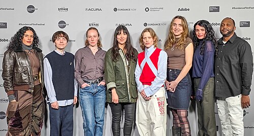Directors of Short Program 4 shorts at the 2026 Sundance Film Festival. (L-R) Gabriela Ortega, Markus Tangre, Hannah Schierbeek, Maria Cristina Perez, Kelly McCormack, Lily Platt, Lisa Malloy, and Ray Whitaker