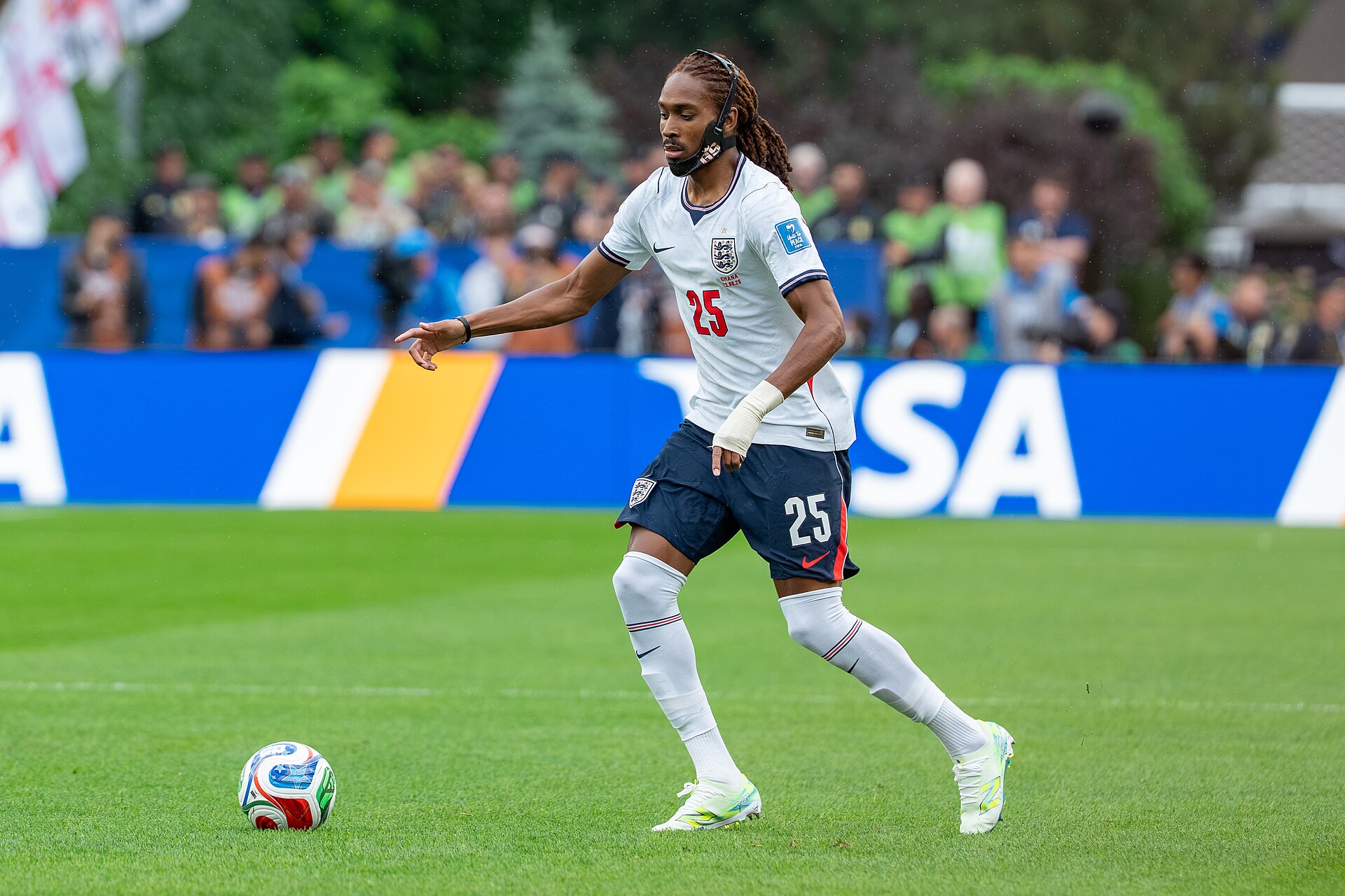 Djed Spence during England v Ghana on 23 June 2026 at the 2026 FIFA World Cup