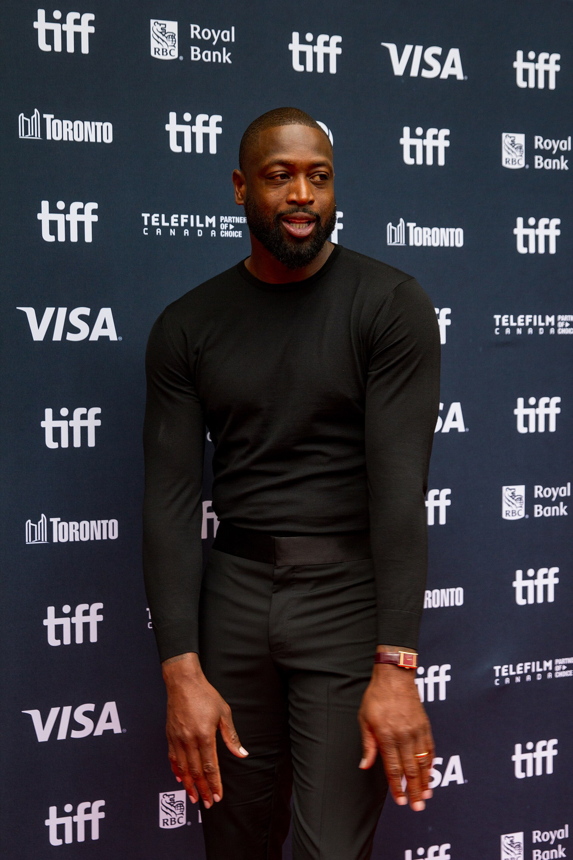 Dwyane Wade, basketball player, at the 2024 Toronto International Film Festival (TIFF) for the movie Riff Raff.