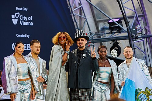 ESC 2026 Turquoise Carpet Event Senhit and Boy George 012