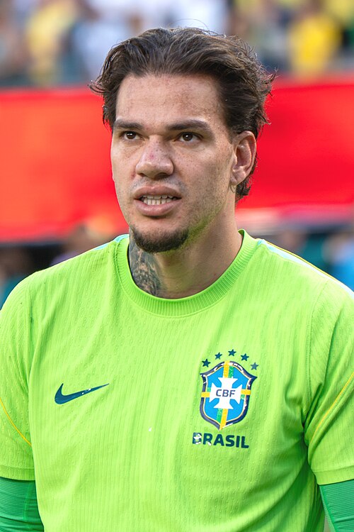 Ederson during Brazil v Morocco on 13 June 2026 at the 2026 FIFA World Cup at NY/NJ Stadium in East Rutherford, NJ